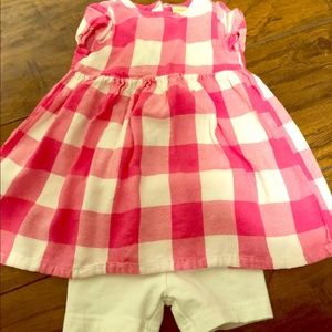 Infant girls pink “buffalo” check dress/tunic set